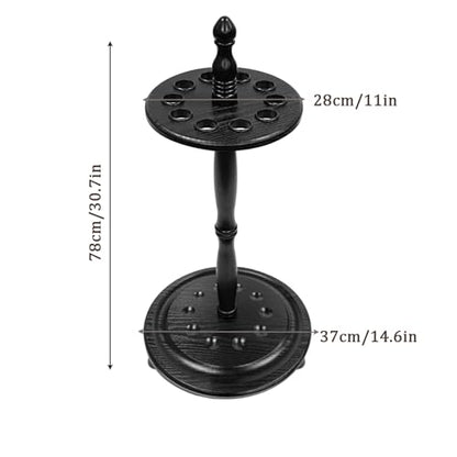 SUPERDIAMOND Pool Stick Holder Floor Stand - Round Billiard Cue Rack Pool Table Accessories Holds 10 Pool Cues Wooden Freestanding Pool Cue Rack for Game Room Billiard Room Decor, Black - size: 10 Cues, style: SU-10-Billiard Cue Racks-black