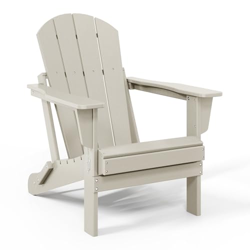 WestinTrends Malibu HDPE Outdoor Patio Folding Poly Adirondack Chair, Sand - color: Sand, size: 1 Chair