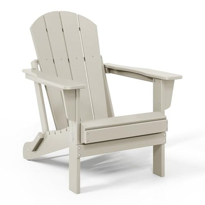 WestinTrends Malibu 2 Piece Set Outdoor Folding Poly Adirondack Chair, Sand - color: Sand, size: 2 Chair