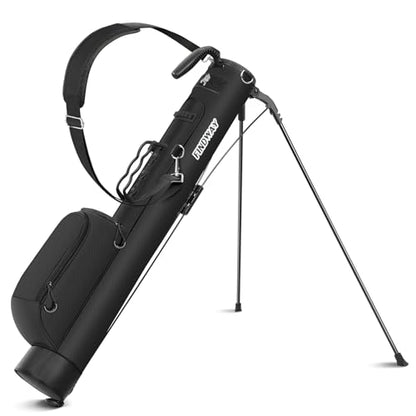 Findway Golf Stand Bag, Upgraded Par 3 Golf Bag Pitch n Putt Small Golf Bag with Ball Holder and Cooler Bag, Lightweight Golf Carry Bag for Men Women - color: Pure Black