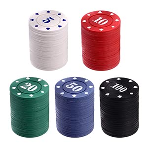 IXIGER Poker Chips Set(200pcs),Poker Chips with Denominations,Plastic Learning Counters Disks and Learning Math Counting Chips, 2PCS Counter chip Holder Game Night Party Supplies