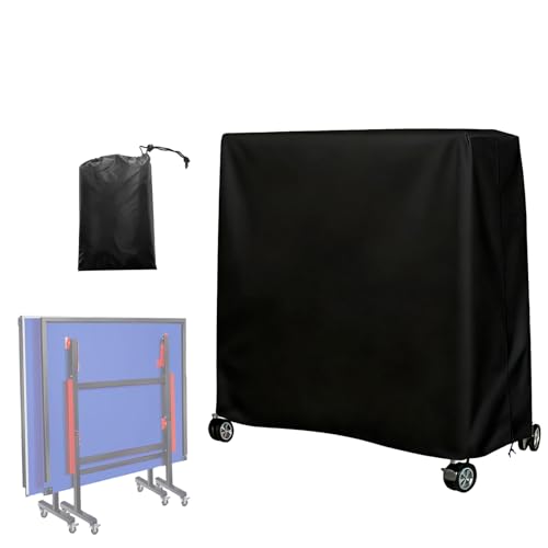 Lightweight Ping Pong Table Cover, Waterproof Outdoor Indoor Use Universal Fit for 9x5 FT Folding Tables, Table Tennis Table Cover, 210D Oxford Fabric with Storage Bag & Windproof Buckles