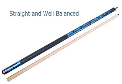 58 inch Hand-Painted Series 2-Piece Billiard Pool Cue Stick with Irish Linen Wrap - color: Blue, size: 18oz