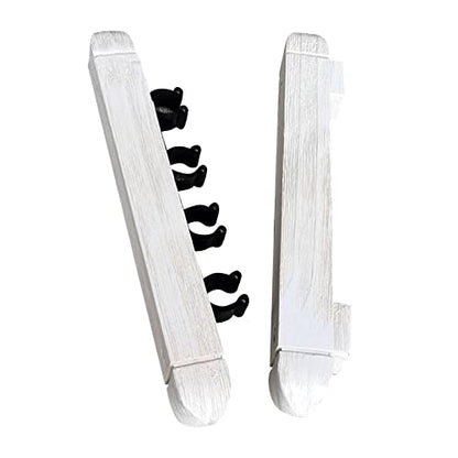 2Pcs 4 Pool Cue Rack Storage Table Rods Clip Bracket Wall Mounted Solid Wood Cue Rack Holder for Billiard Clubs Game Room Pool Bars Players - color: White