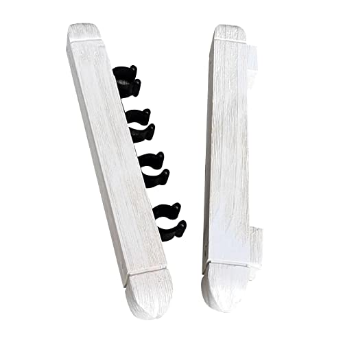 2Pcs 4 Pool Cue Rack Storage Table Rods Clip Bracket Wall Mounted Solid Wood Cue Rack Holder for Billiard Clubs Game Room Pool Bars Players - color: White