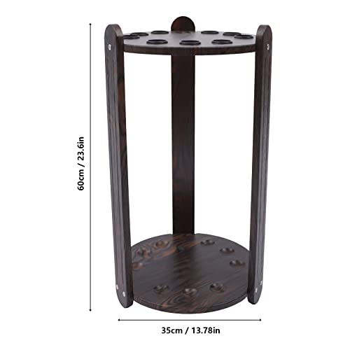9-Hole Billiard Cue Stick Rack, Wood Multifunctional Pool Stick Stand Holder, Floor Standing Pool Cue Rack for Billiard Room Game Room Club Pool Table Accessories Holds