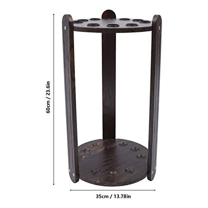 9-Hole Billiard Cue Stick Rack, Wood Multifunctional Pool Stick Stand Holder, Floor Standing Pool Cue Rack for Billiard Room Game Room Club Pool Table Accessories Holds