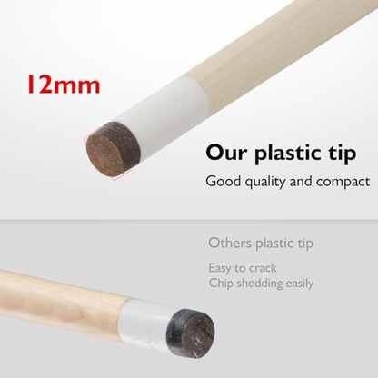 HMQQ Pool Cue Sticks – 36" Billiard Cues with 13mm Leather Tip,Set of 2 Durable 2-Piece Pool Sticks for Beginners& Kids