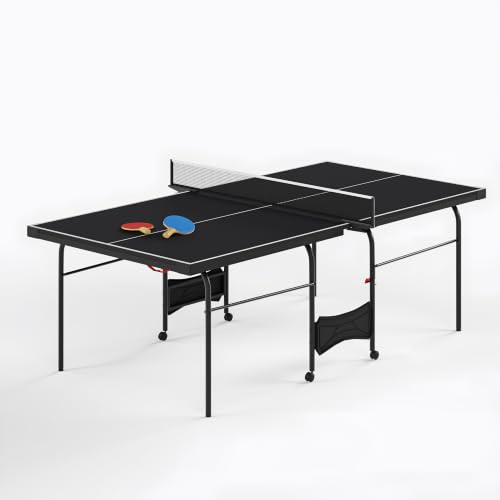 Zevemomo Table Tennis Table, Foldable Ping Pong Tables w/ 2 Paddles 3 Balls - color: Black