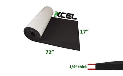 XCEL Marine Foam Roll with Self Adhesive - Black, 72" x 17" x 1/4" Closed Cell Foam Rubber Water Resistant Padding Sheet - Home, Marine, Garage, Automotive, Crafts & Cosplay (Black, 72" x 17" x 1/4") - color: Black, size: 72" x 17" x 1/4"