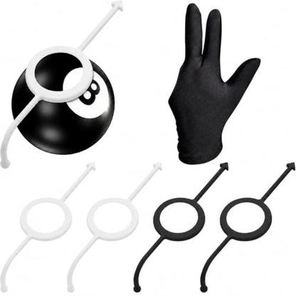 5-Pack Billiard Training Aids, Billiards Angle Trainer for 2-1/4" Balls, Improve Shot Accuracy, Ideal for Beginners & Intermediate Players, Includes Billiard Glove (White/Black)