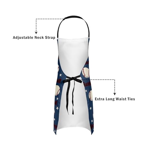 Manfei Ball Sports Kids Kitchen Apron - color: Dark Blue White