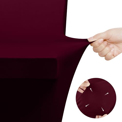 Utopia Kitchen Spandex Tablecloth 2 Pack [6FT, Burgundy] Tight, Fitted, Washable and Wrinkle Resistant Stretch Table Cloth Rectangle Cover for Trade Show, Weddings & Parties [72Lx30Wx30H Inch] - color: Burgundy, size: 6 Feet - 2 Pack