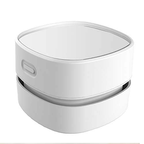 ODISTAR Desk Vacuum Cleaner with Wireless Charger, Mini Table dust Sweeper Energy Saving,Endurance up to 400 mins, Cordless&360º Rotatable for Keyboard/Home/School/Office (White Wireless Charger) - color: White Wireless Charger