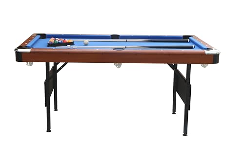 Foldable 63.8" Pool Table Set with Full Accessories, Blue Velvet