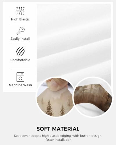Savannan Office Chair Cover, Foggy Mountain Forest Tree Bird Protective Stretch Elastic Universal Cover for Desk Task Chair,Computer Rotating Chair 1 Pcs Retro Natural Scenic Theme