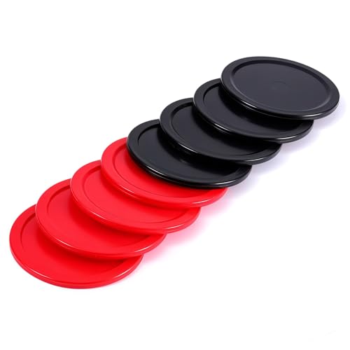 2.5 Inch Hockey Pucks, 8 Pcs Air Hockey Pucks Set Durable Puck for Air Hockeys Table - color: Black, Red