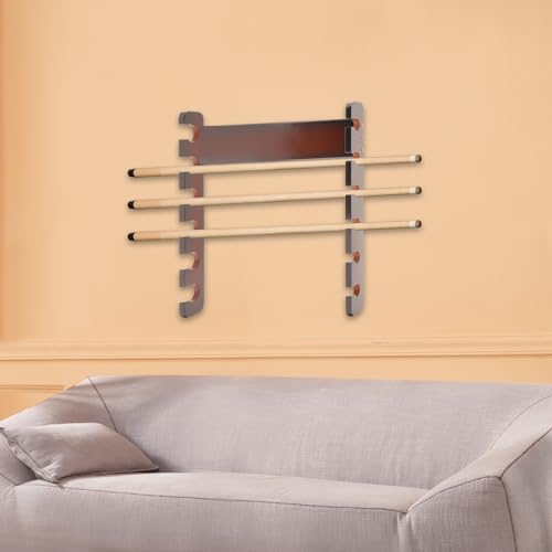 Wall Mounted 6 Sticks Pool Cue Rack Horizontal Storage Stand Billiard Cue Holder