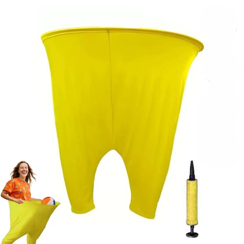 Granny Pants Yard Game Set Giant Outdoor Party Activity for Kids and Adults, Big Pants Ball Catching Set with 4 Balloons and Pump, Funny Lawn Activity, Ring Toss Games (Yellow) - color: Yellow