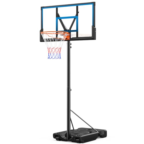 Yohood 46" 10FT Basketball Hoop Outdoor - Portable Basketball Goal Adjustable Hoops & Goals with Solid Steel Rim & Extra-Large Base for Kids/Youth/Teens/Adults Outdoor
