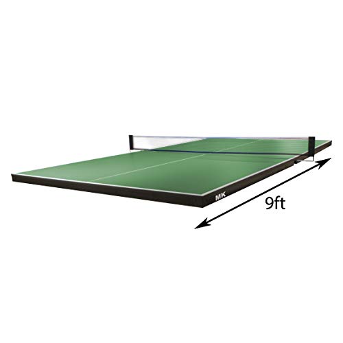 Pool Table Conversion Top - Go from Pool to Ping Pong in Seconds - Regulation Size - 9' x 5' - 19mm Thick Top - Regulation Net Set Included - Warranty: 3-Year - color: Green