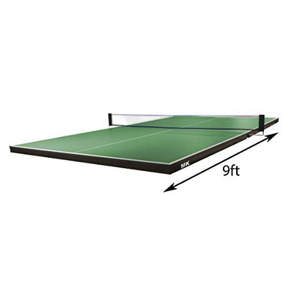 Pool Table Conversion Top - Go from Pool to Ping Pong in Seconds - Regulation Size - 9' x 5' - 19mm Thick Top - Regulation Net Set Included - Warranty: 3-Year - color: Green