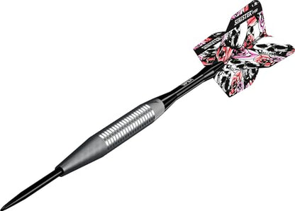 Viper Sinister Steel Tip Darts, 95% Tungsten Darts Metal Tip Dart Set for Sisal Dartboard, Sandblasted Barrels, Aluminum Dart Shafts with Locking Holes, Professional Grade - size: 24 Grams, style: Shark Cut
