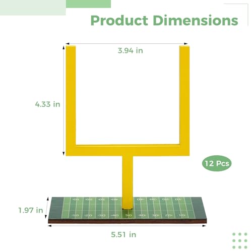 12 Pcs Football Goal Post Table Centerpieces, Wooden Sports Party Decorations with Vivid Yellow Goal Posts, 4.33 x 3.94 in for Game Day Events, Celebrations, Desk Ornaments