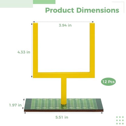 12 Pcs Football Goal Post Table Centerpieces, Wooden Sports Party Decorations with Vivid Yellow Goal Posts, 4.33 x 3.94 in for Game Day Events, Celebrations, Desk Ornaments