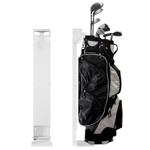 Wall Mount Golf Bag Storage Rack - Wall Mount Rack for Garage, Club Dock for Golfing Bag | Space Saving | Easy Install & Use - color: White