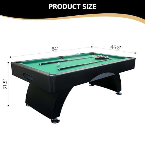 Billiard Table, 7 FT Pool Table with with Balls, Cues, Chalk, Brush and Triangle, Pool Table Set for Family Game Room, Adult Rrec Room, Basements, Man cave or Garage