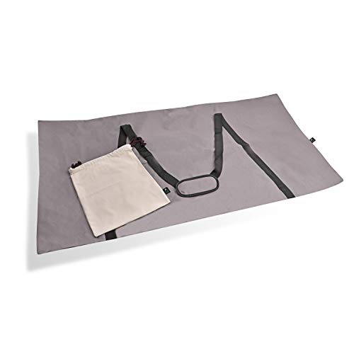 Cornhole Board Carrying Case - Gray Tournament Size with Black Padded Shoulder Straps - Complete with Cream Cotton Tote Sling Bag for Bean Bags