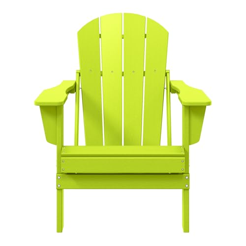 WestinTrends Malibu HDPE Outdoor Patio Folding Poly Adirondack Chair, Lime - color: Lime, size: 1 Chair