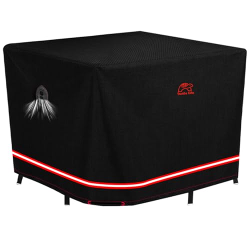 Turtle Life Patio Furniture Sets Cover, Heavy Duty Square Durable Waterproof Outdoor UV Resistant Anti-Fading Dining Table Chairs Furniture Cover, Black, 63"L x 63"W x 29"H - size: 63"L x 63"W x 29"H