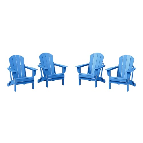 WestinTrends Malibu 4-Piece Set Outdoor Folding Poly Adirondack Chair, Pacific Blue - color: Pacific Blue, size: 4 Chair