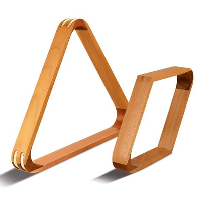 HMQQ Solid Wood Billiard 8-Ball Triangle / 9-Ball Diamond Pool Ball Racks for 2-1/4" Pool Balls, Pool Table Accessories (Yellow)