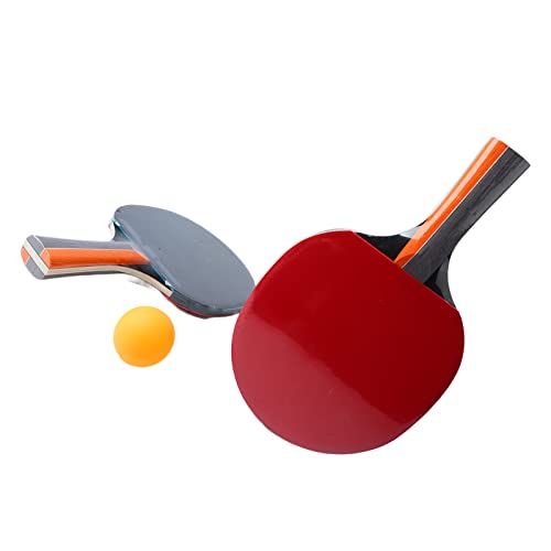 Table Tennis Racket, 7 Layer Wood Base Professional Paddles Set, Portable Table Tennis Bat with Sweat Absorbing Handle and 3 Balls for Indoor Outdoor Use