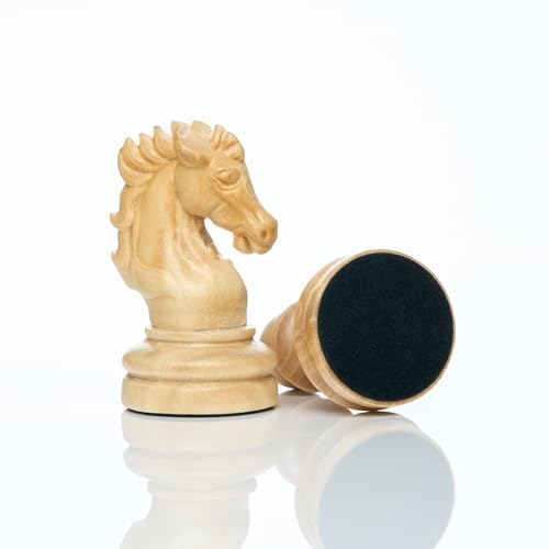 Handicraftviet - High Wooden Weighted Chess Pieces with 3.78'' King, Handmade, Beautiful Collectible Sculpture Wood Chess Pieces only (Chess Set 1)