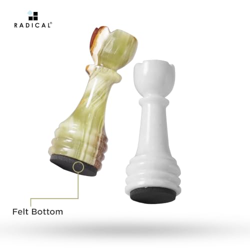 Radicaln Marble Chess Pieces 3.5" Handmade White & Green Chess Figures | Natural Stone, Hand Polished, Premium Finish, 32 playing Pieces, Unique Veining, Timeless Design - color: White and Green