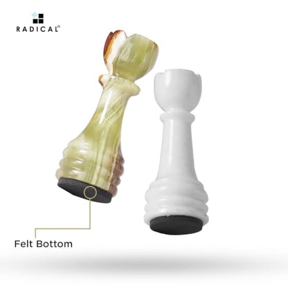 Radicaln Marble Chess Pieces 3.5" Handmade White & Green Chess Figures | Natural Stone, Hand Polished, Premium Finish, 32 playing Pieces, Unique Veining, Timeless Design - color: White and Green