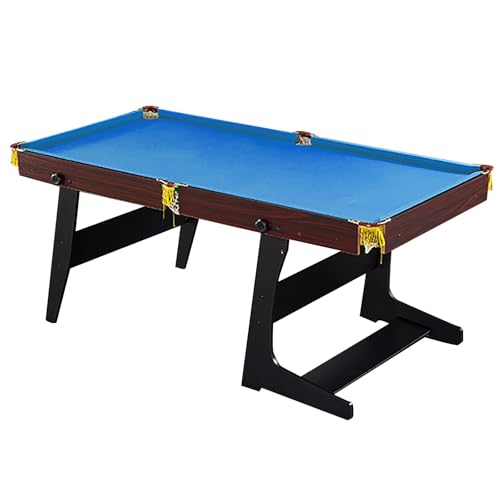 Foldable Pool Table, Compact Billiards Table with Cues, Balls, Chalk, Brush, Strong Support, for Game Room, Family, Basement