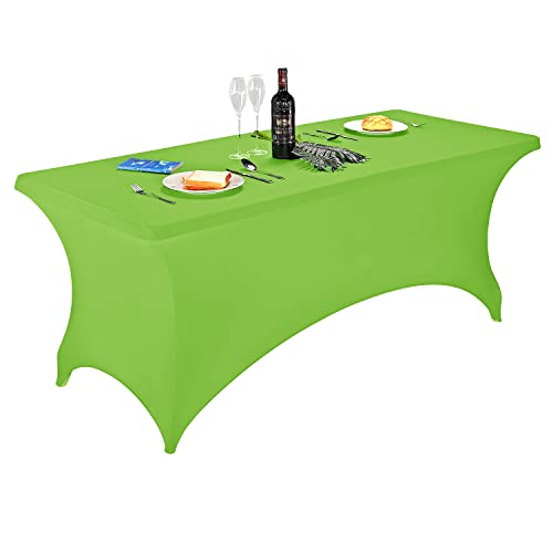 LZY Spandex Fitted Stretch Table Cover for 6 ft or 4ft or 8ft Folding Table, Rectangular Cocktail Tablecloth, Perfect for Party or Banquet - color: Apple Green, size: 72" x 30" (Rectangular)