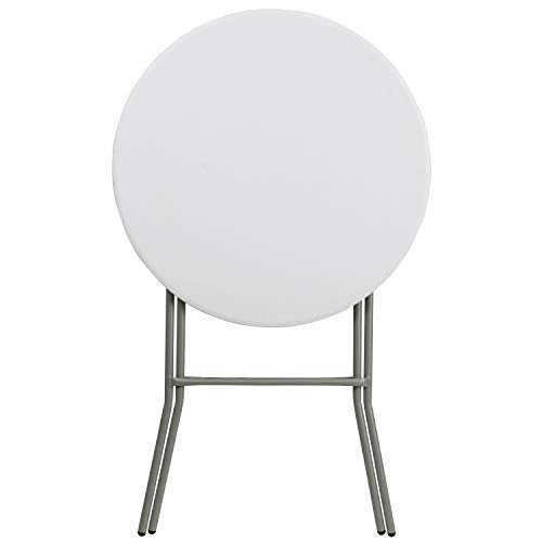 Flash Furniture Elon 2.6-Foot Round Granite White Plastic Bar Height Folding Tables, Set of 8 - color: White, size: 32" Round - Set of 8