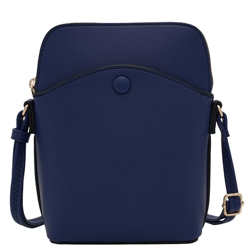 Solene Small Crossbody Bag with Gold Hardware, Mini Shoulder Purse with Adjustable Strap - color: Navy