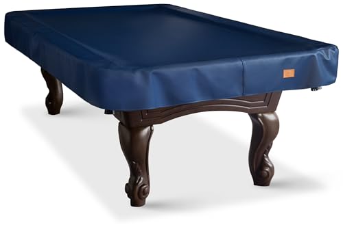 Heavy Duty Leatherette Billiard Pool Table Cover, Waterproof & Tearproof Cover for Pool Table 7/8/9FT 9Feet-Blue_Faux Calf - color: Blue/Faux Calf, size: 9FT-(112"LX 62"WX 8“H)