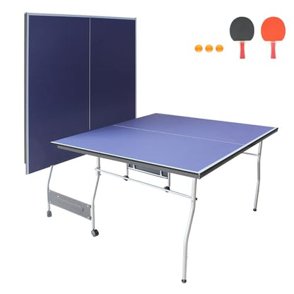 Table Tennis Table 4.5 FT / 6 FT / 8 FT / 9 FT Foldable Portable Ping Pong Table with 2 Table Tennis Paddles 3 Balls and Net for Indoor Outdoor Games - size: 8FT, style: Style-C1
