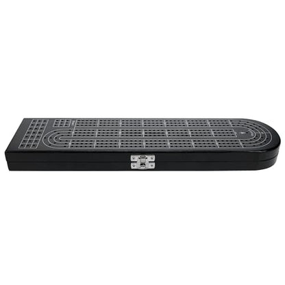 Pacific Shore Games Wooden Cribbage Board Game Set, Black Stained Continuous 3 Track for 2-3 Players with Card Storage - color: Black