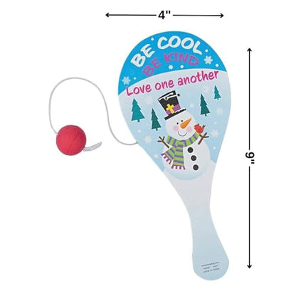 Fun Express 4" x 9" Religious Share God’s Love Snowman Wood Paddleball Games - 12 Pieces - style: Religious Snowman