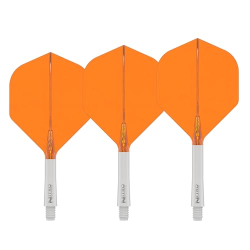 RED DRAGON Nitro Flite Integrated Flight & Shaft System - Dual-Core Polycarbonate for Stable, Consistent Flight, No.2 Shape, Intermediate (28mm) Length, White & Orange