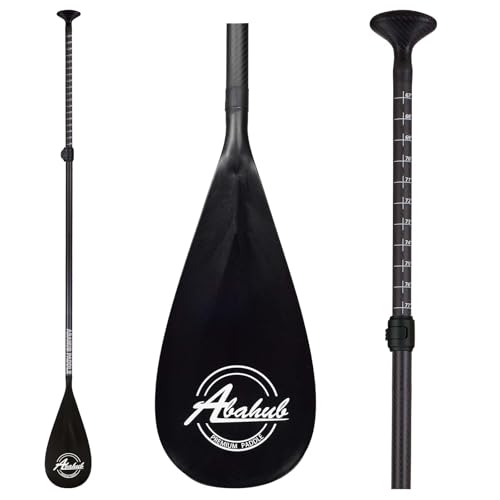 Abahub Carbon Fiber SUP Paddles, 1 x 3 Section Adjustable 67" - 86" Carbon Fiber Shaft, Lightweight Stand-up Paddle Oars for Paddleboards, with a Carrying Bag - color: Carbon Fiber Shaft & Black Plastic Blade